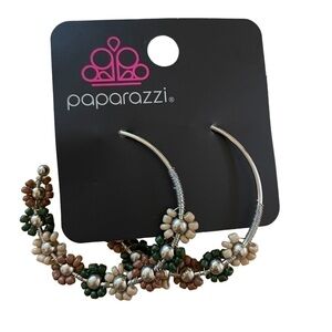 HOOP earrings with flowers. Paparazzi jewelry.